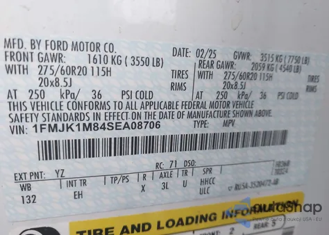 2025 Ford Expedition Platinum Max from USA, damaged, VIN 1FMJK1M84SEA08706